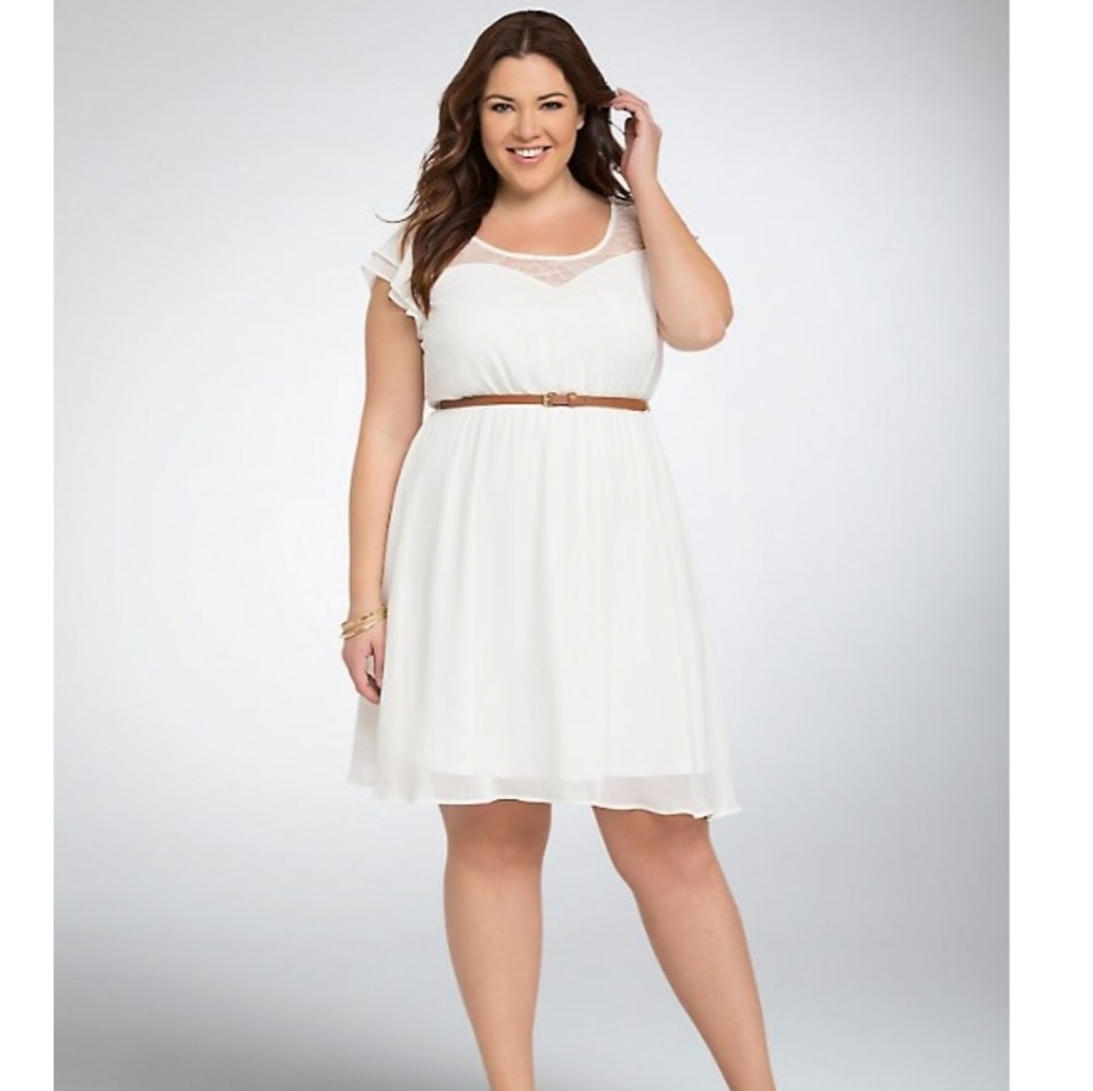 Ruffle Lace Inset Skater Dress